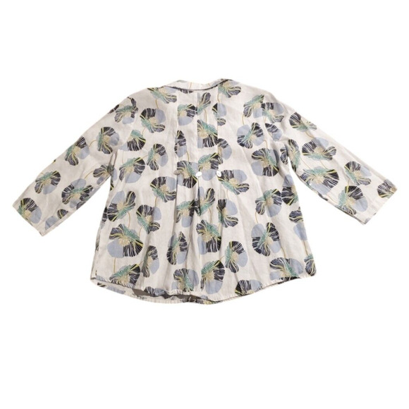 Habitat Clothes to Live In Linen Blouse Top Button Front Floral Women Size Small - Picture 2 of 4